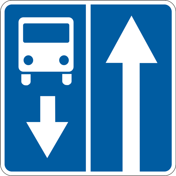5.10.1 Belgilangan yo'nalishli transport vositalari uchun bo'lagi bor yo'l yo'l belgisi