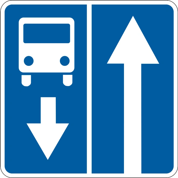 5.10.1 Belgilangan yo'nalishli transport vositalari uchun bo'lagi bor yo'l yo'l belgisi