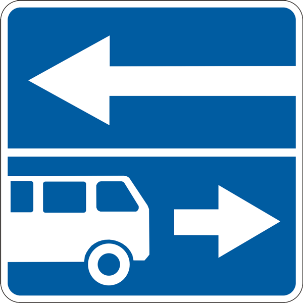 5.10.3 Belgilangan yo'nalishli transport vositalari uchun bo'lagi bor yo'l yo'l belgisi