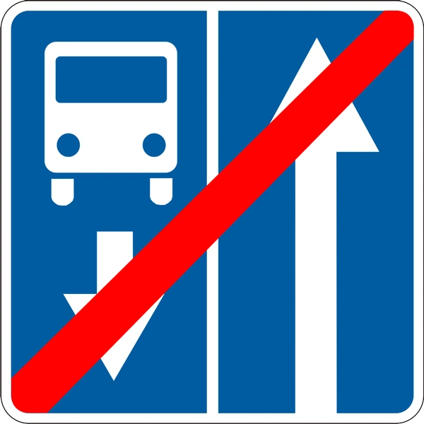 5.10.4 Belgilangan yo'nalishli transport vositalari uchun bo'lagi bor yo'lning oxiri yo'l belgisi