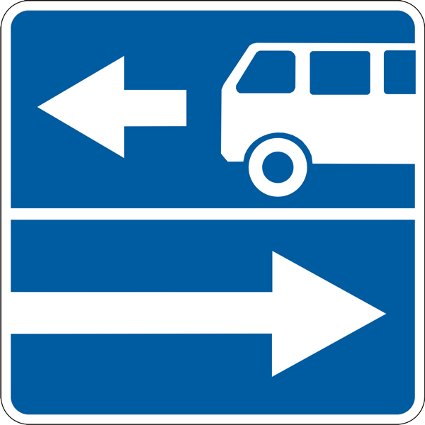 5.10.2 Belgilangan yo'nalishli transport vositalari uchun bo'lagi bor yo'l yo'l belgisi