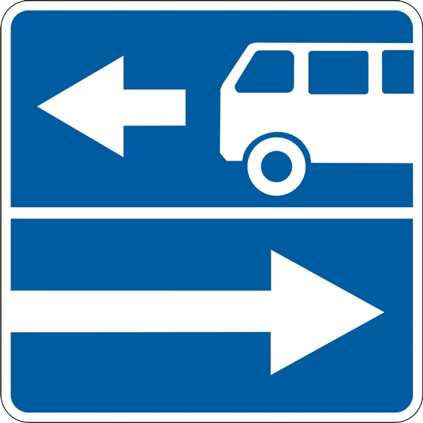 5.10.2 Belgilangan yo'nalishli transport vositalari uchun bo'lagi bor yo'l yo'l belgisi