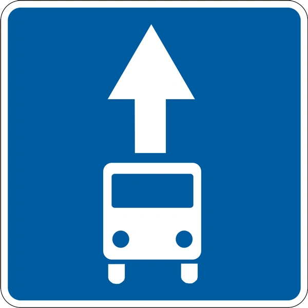 5.9 Belgilangan yo'nalishli transport vositalari uchun mo'ljallangan bo'lak yo'l belgisi