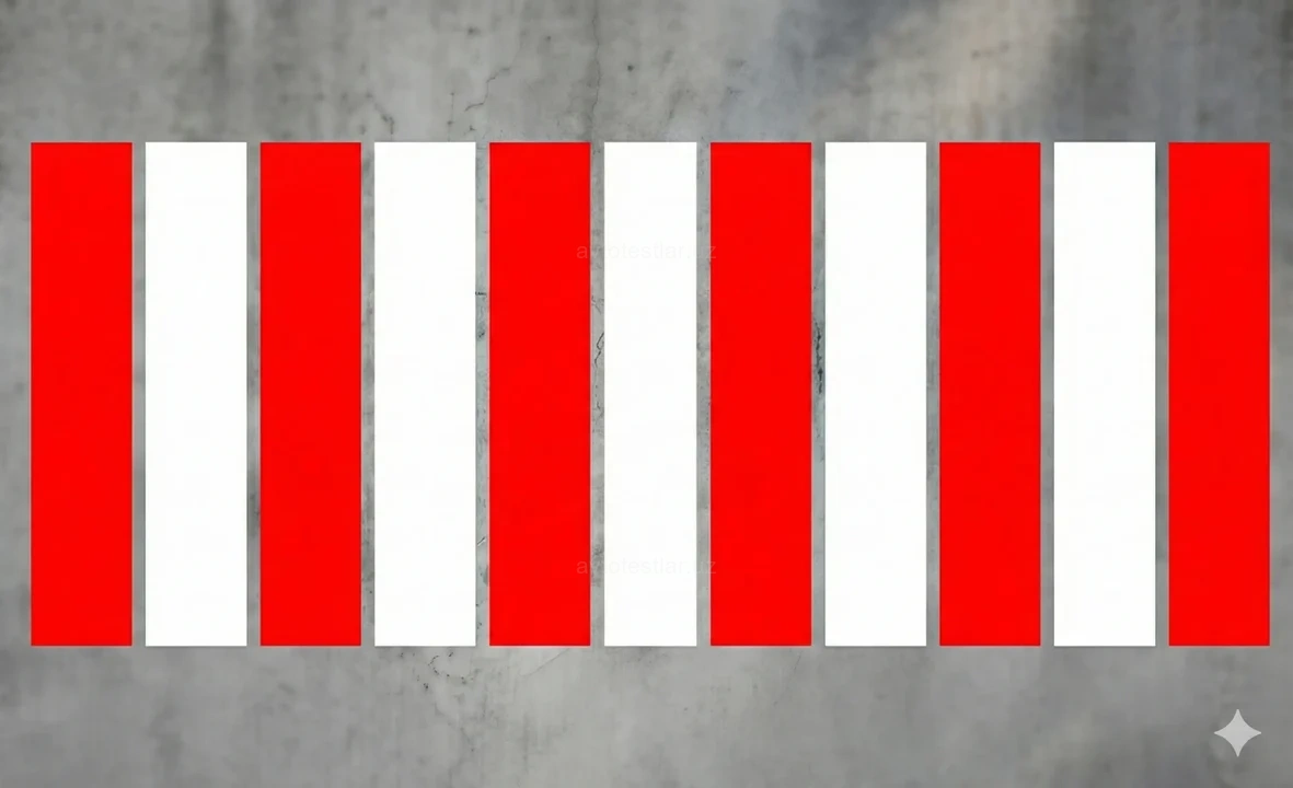 Oq-qizil (1.14.4 zebra) yo'l chizig'i qanday joylarda piyodalar o'tish joyini belgilash uchun chiziladi?